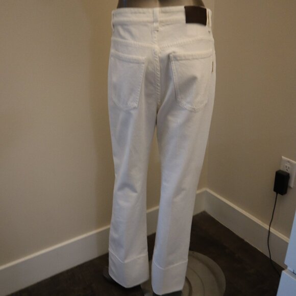 Brunello Cucinelli Monili Jeans White Denim Barrel Cuff Kick Flare Size 8 - Picture 3 of 10